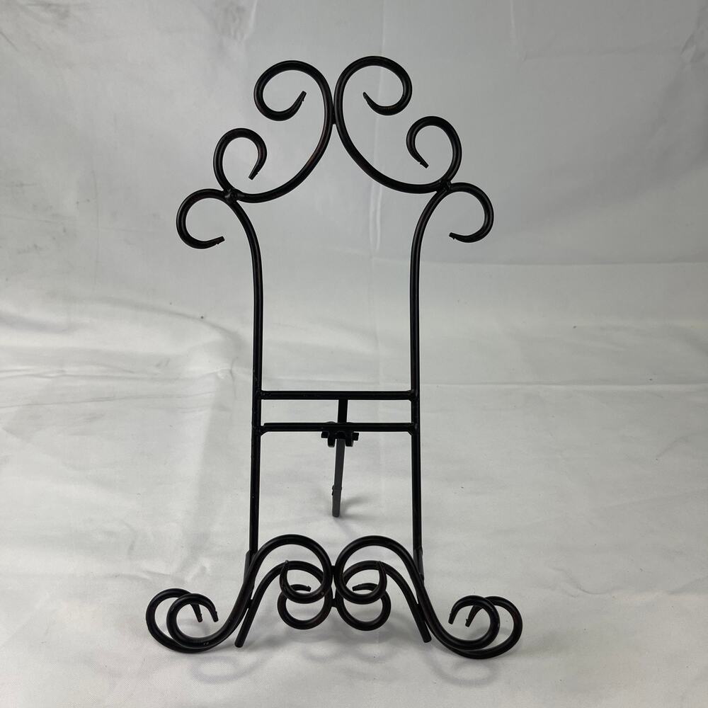 Wrought Iron Book Holder Rack Easel Bible Cookbook Art Display Black Metal
